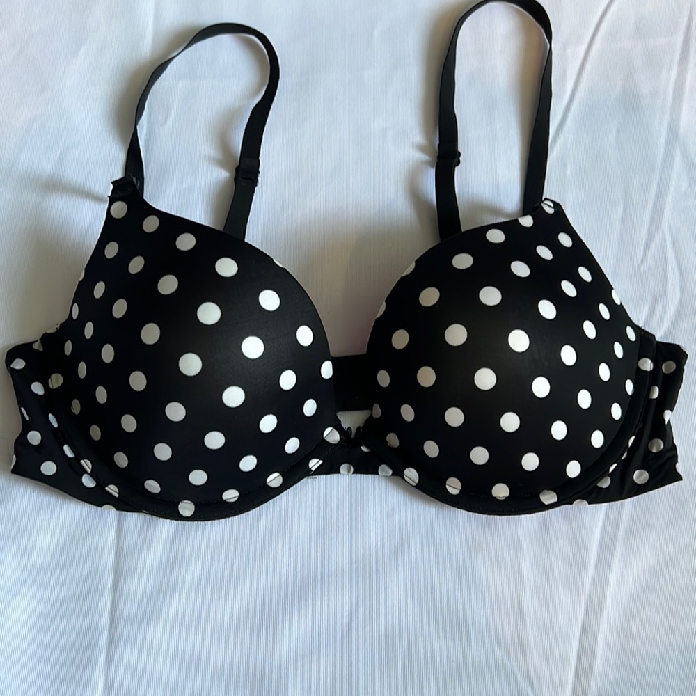 Victorias Secret black bra with polka dots